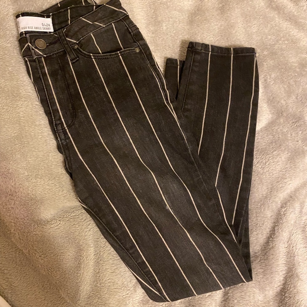 RSQ black and white striped jeans